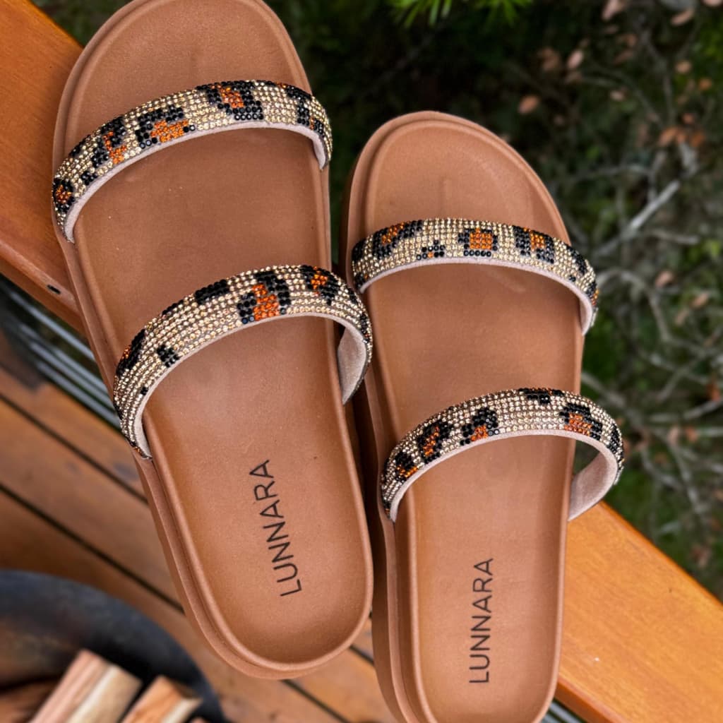 Sandália Papete Rasteira Chinelo Feminina Strass Brilho Ibiza