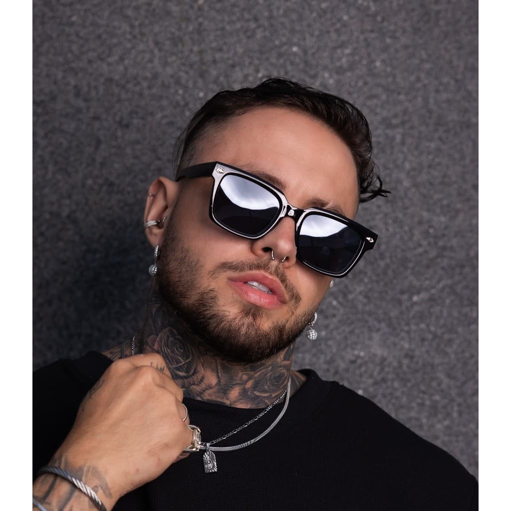Óculos de Sol Masculino Quadrado Preto Estiloso UV400 Moda Street Luxo - Monaco