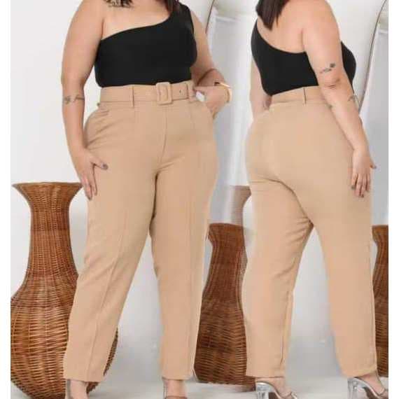 Calça Alfaiataria Feminina Social Com Ziper Plus Size G1 G2 G3