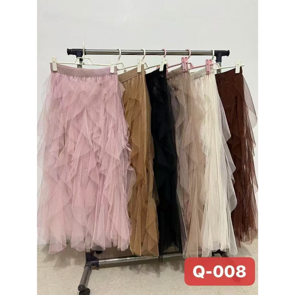 Saia de Tule Moda Feminina Midi Comprida Longa Lisa Elegante e Elastica para festa 2025/Q008