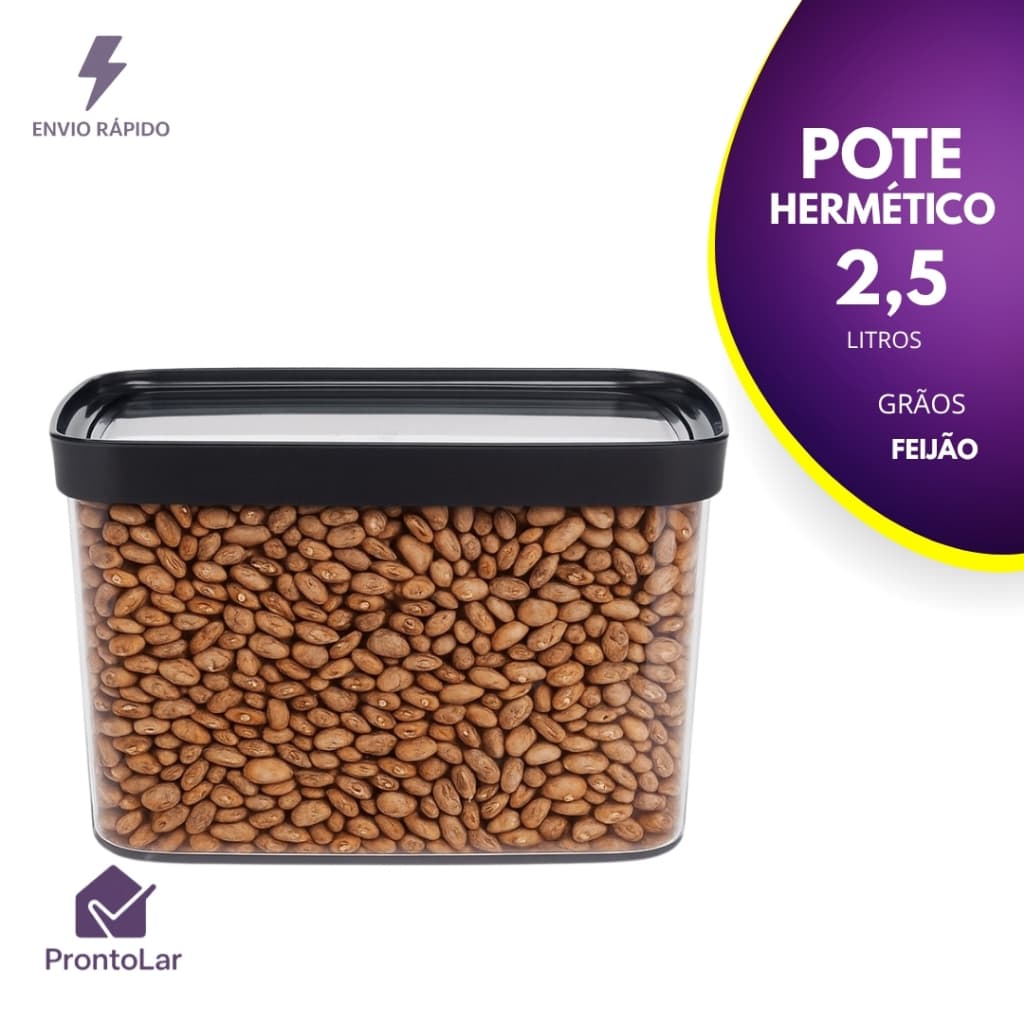 Pote Hermético 2500ml Policarbonato Porta Mantimentos Para Feijão Farinha Grãos Co zinha Organização Porta Mantimentos
