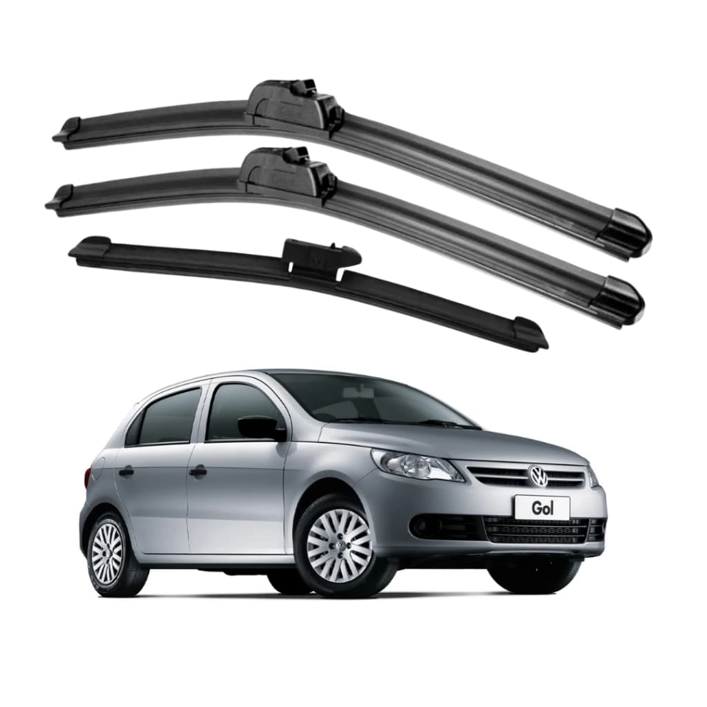 Kit 3 Palhetas para Limpador de Parabrisa Dianteiro + Traseiro Gol G5 GV 2008 2009 2010 2011 2012