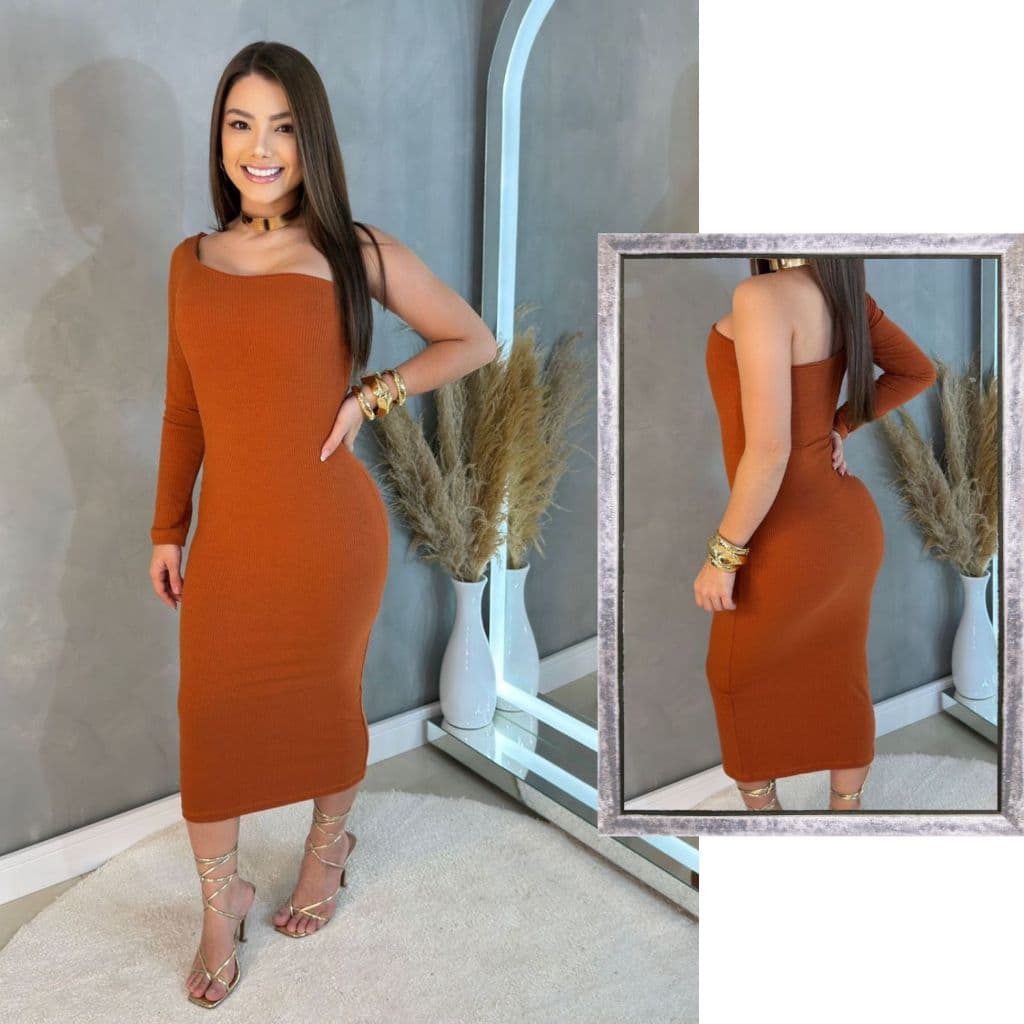 Vestido Feminino Midi Mula Manca Manga