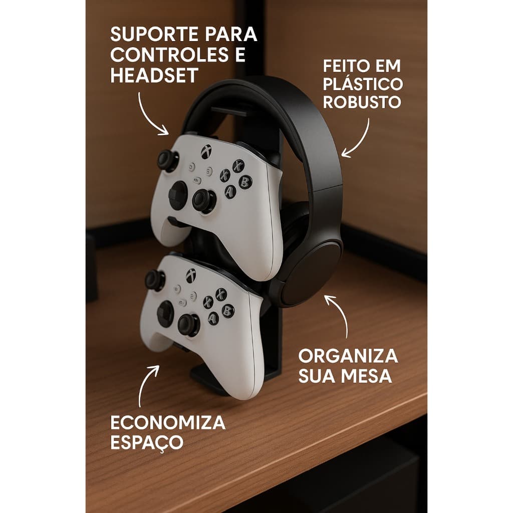 Suporte para 2 controles Dualsense e Suporte para Fone de ouvido/HeadSet/HeadPhone
