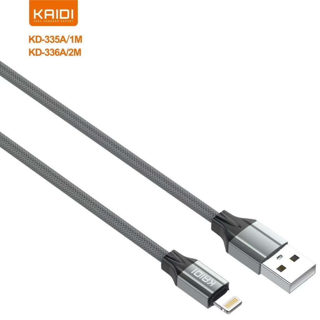 KAIDI 336A/C Cabo Reforçado Silicone 2 Metros Lightning Tipo-C Turbo Carga rapida resistente