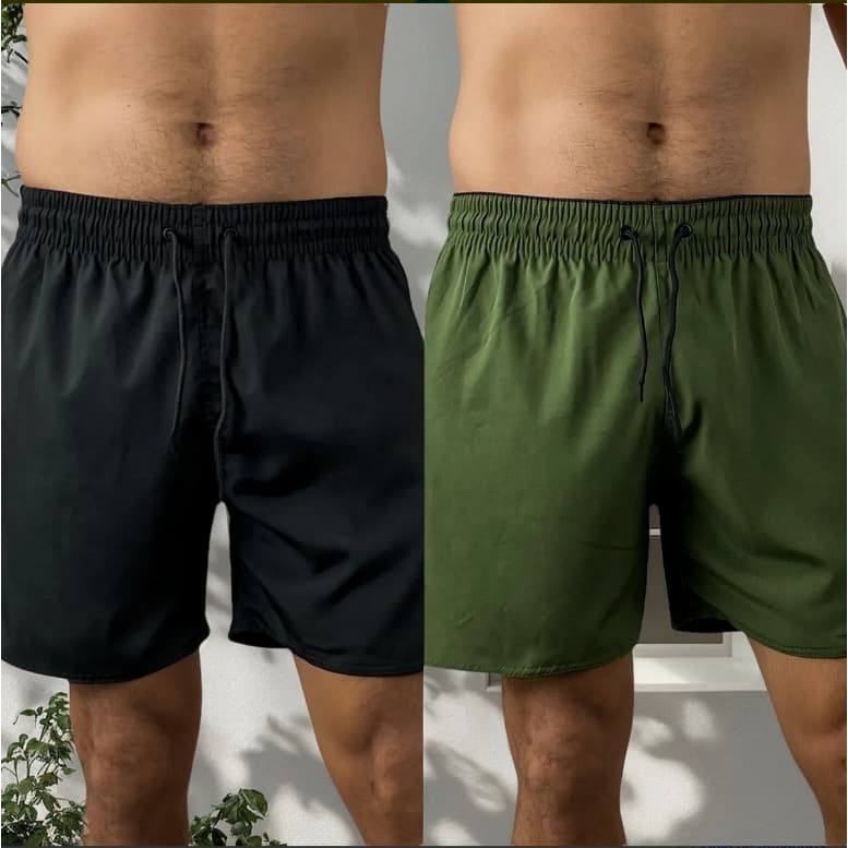 KIT 2 short bermudas tactel elastano masculino moda praia academia treino com 2 bolsos lateral