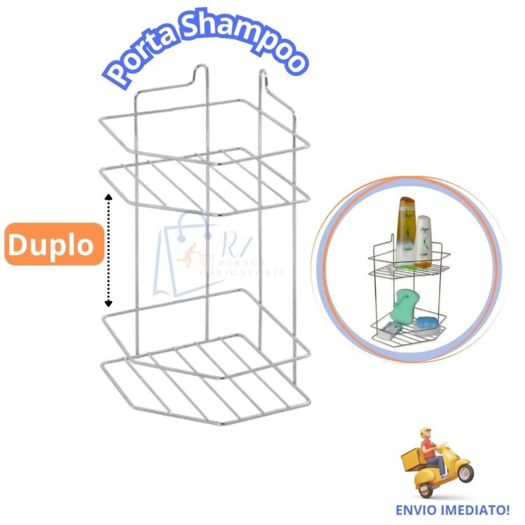 Porta Shampoo Duplo Suporte Para Banheiro 2 Andares Prateleira De Canto Dupla