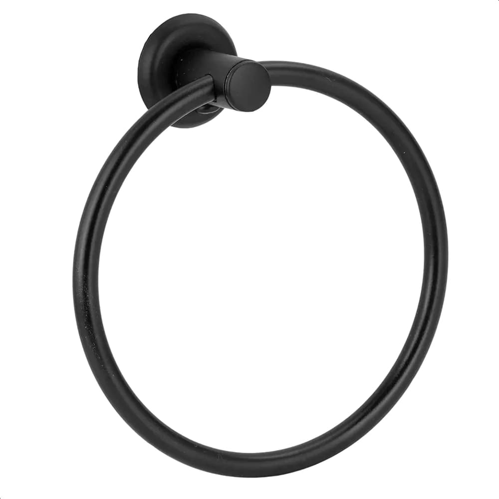 Porta toalha de rosto argola preto fosco luxo toalheiro banheiro