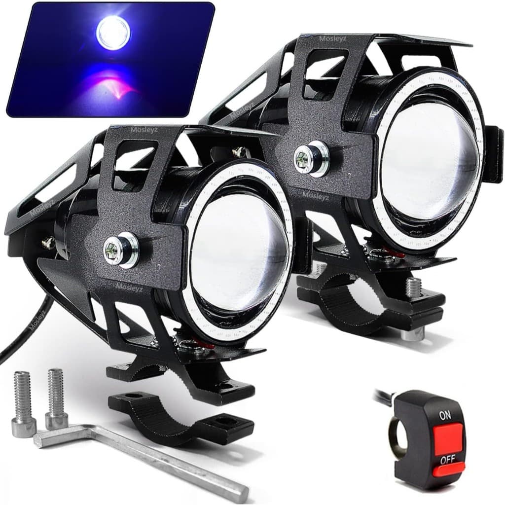 Par Farol De Milha Universal Led U7 Auxiliar Moto Tipo Xenon