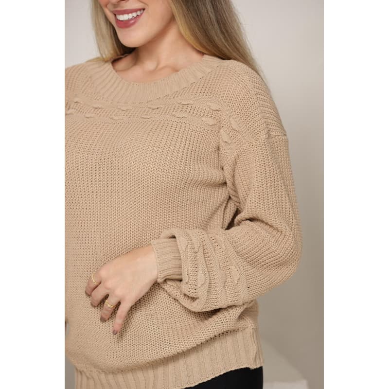 Blusa de tricot feminina Blusa de frio em tricô tendência inverno