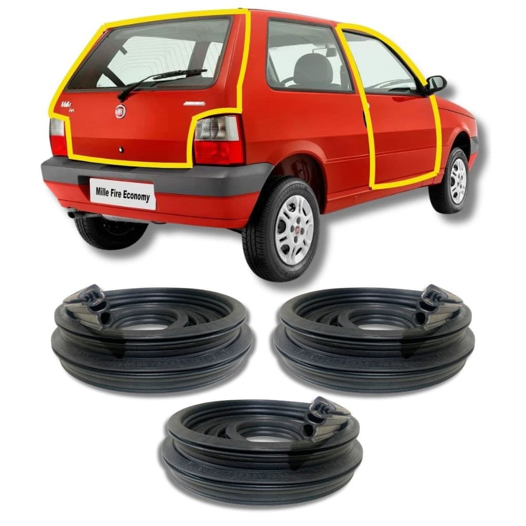 Kit Borracha Vedação de Água 2 Portas E Porta Malas Fiat Uno Premio