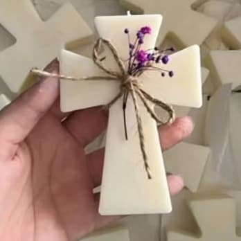 Vela em formato de cruz para batizado/'crisma/lembrancinhas /lembranças