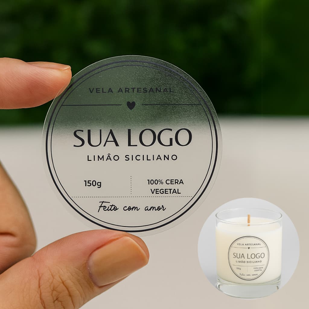 Kit Adesivo Personalizado Rótulo Para Vela Artesanal