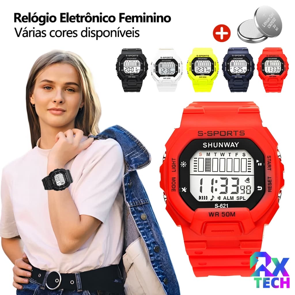 Relógio Digital Esportivo Infantil À Prova D'Água 50M Com Temporizador Despertador Luminoso No Escuro