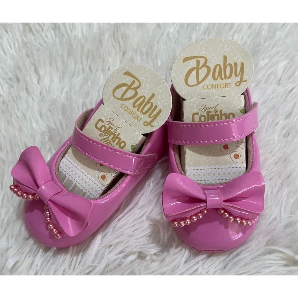 Sapatilha para bebê menina rosa cliclete envio imediato
