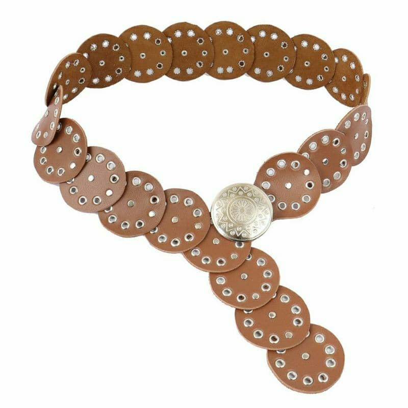 Cinto Largo Redondo Cinto Boho Feminino Vintage Couro PU Oco Ocidental Cowboy Cinto Country Lançamento