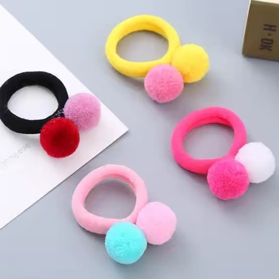 24 Peças Elástico com pompom xuxinha para cabelo Com Enfeite