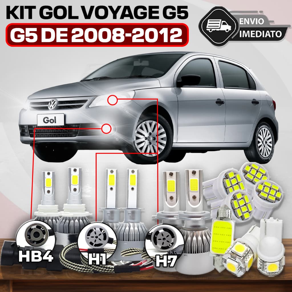 Kit Completo de LEDs Gol Voyage G5 Alto Baixo Milha Led interno