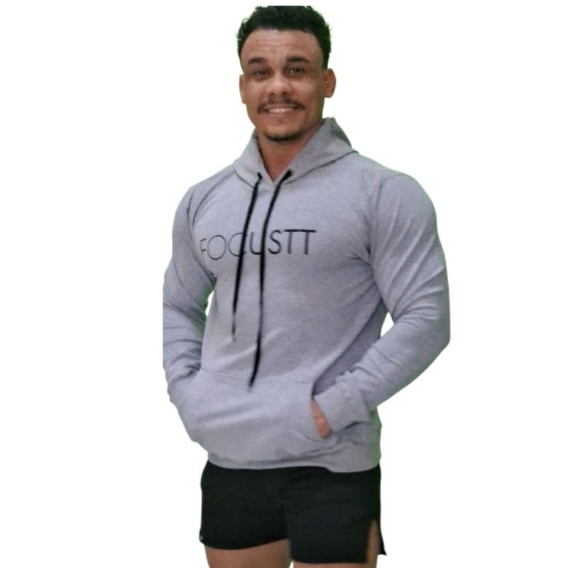 Blusa de Frio Moletom Masculina com Capuz e Bolso  Agasalho Esportivo que Estica