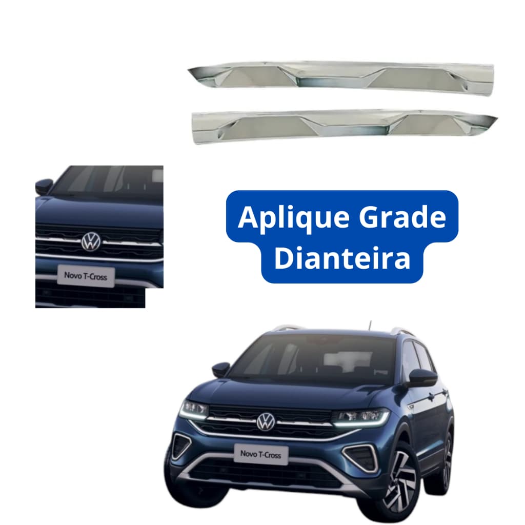 Aplique Friso Cromado Grade Dianteira Vw T-cross Tsi 2025 2026 Comfortline Highline Nova Geração 3M