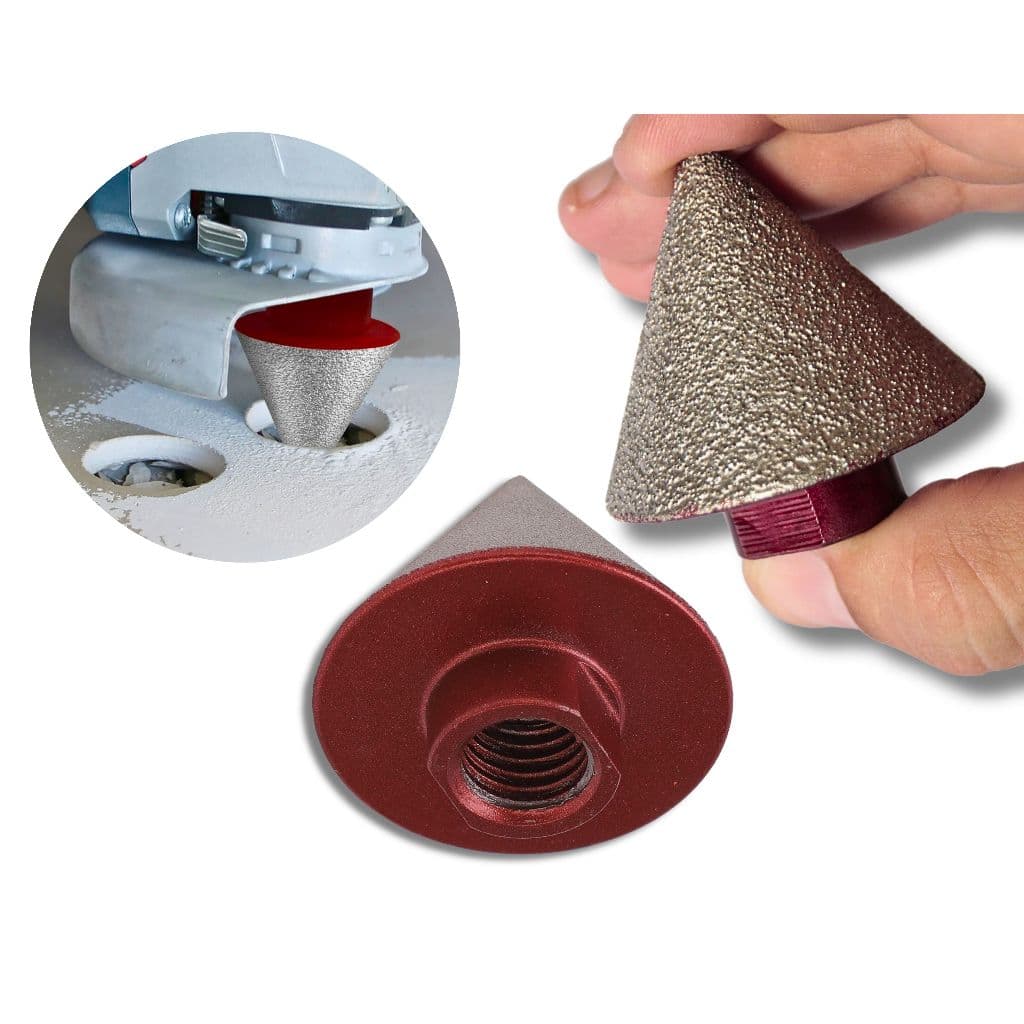 Broca Diamantada para porcelanato cônica Chanfro M14 Esmerilhadeira furadeira parafusadeira Furo