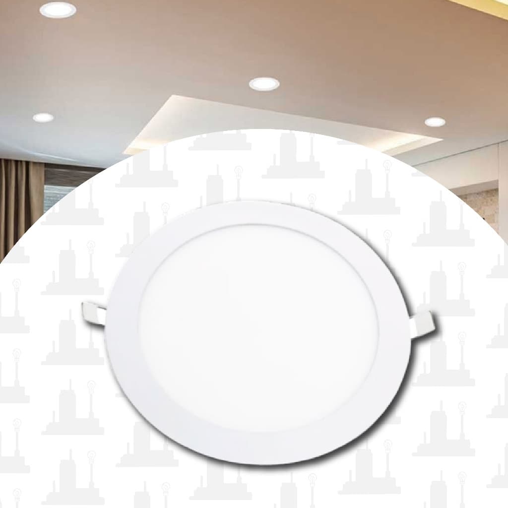 Luminaria Painel Led 9W 15x15cm Embutir Redondo Branco 6500K Plafon Bivolt LED FACTORY