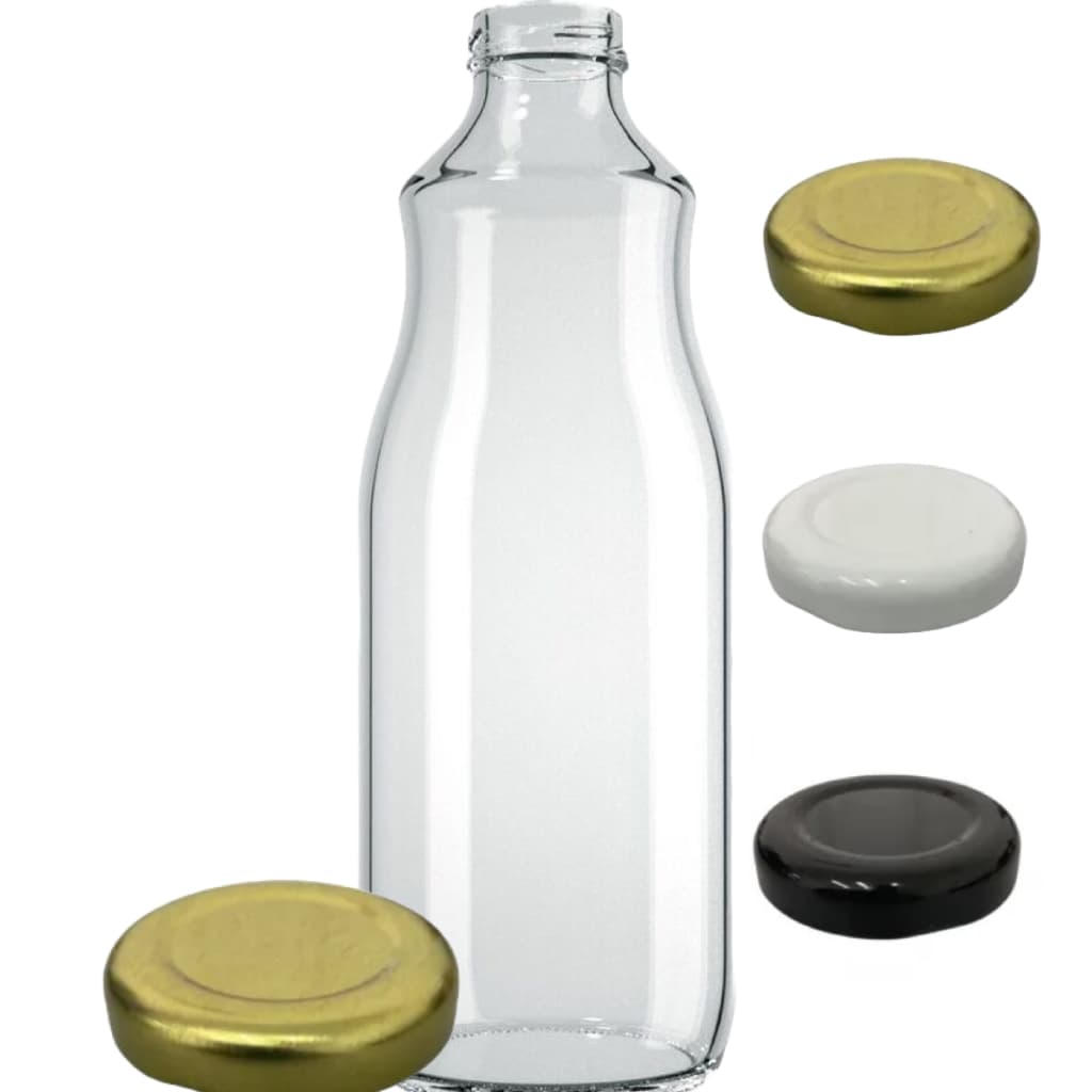 Kit c/6 ou 12 Garrafas de Suco Vidro 1 Litro Boca Larga p/ Geladeira Chá Água Leite