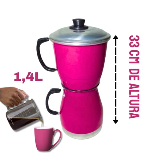 Cafeteira Alumínio Rosa Extra Forte Econômica Manual Italiana 1,4 Litros