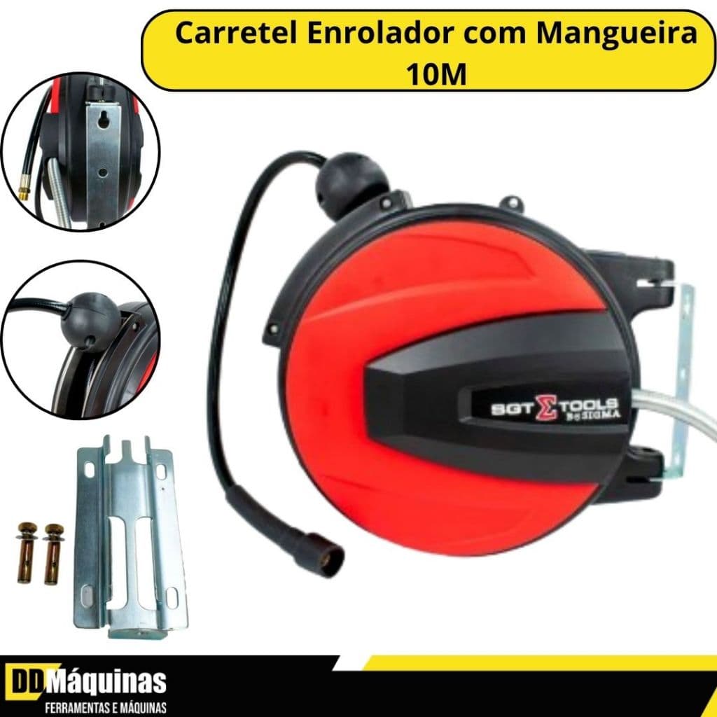 Carretel Enrolador de Mangueira Híbrida Retrátil  SGT‑9002 - Sigma Tools