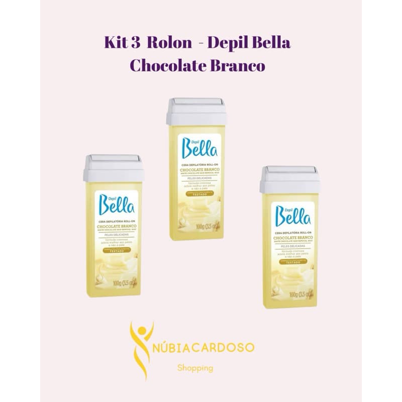 Kit Cera Rolon Depil Bella 3 uni ( Chocolate Branco/Algas com Menta/ Mel)