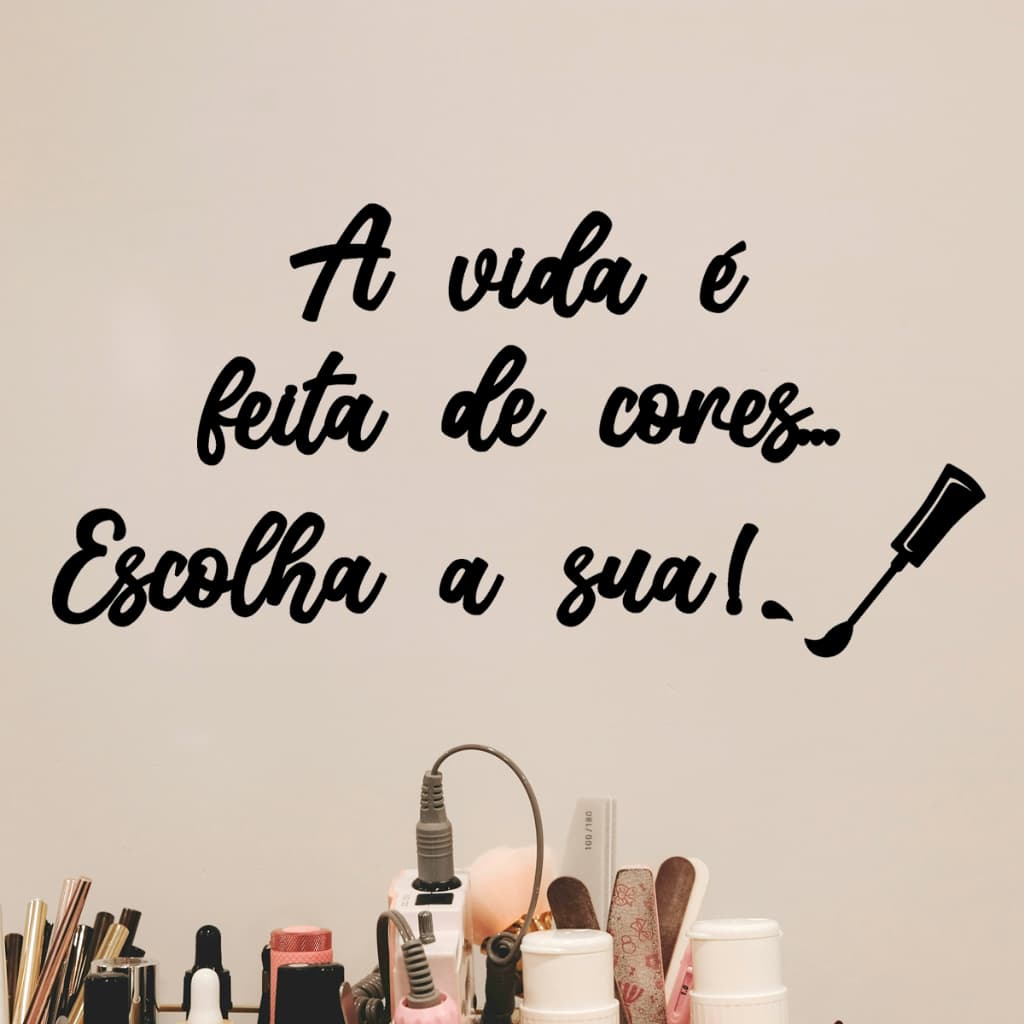 Quadro Decorativo Frase A Vida é Feita de Cores Escolha a Sua MDF 3mm Preto Fosco