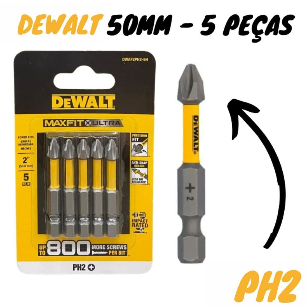 Bits Ph2 Dewalt 5 Peças Maxfit Dwaf2ph2-5h Original