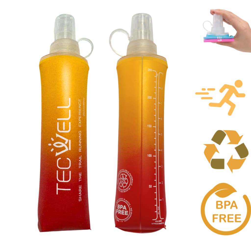 Garrafa de Água Dobrável  Silicone Flask Hidratação Running 250ml Tecwell