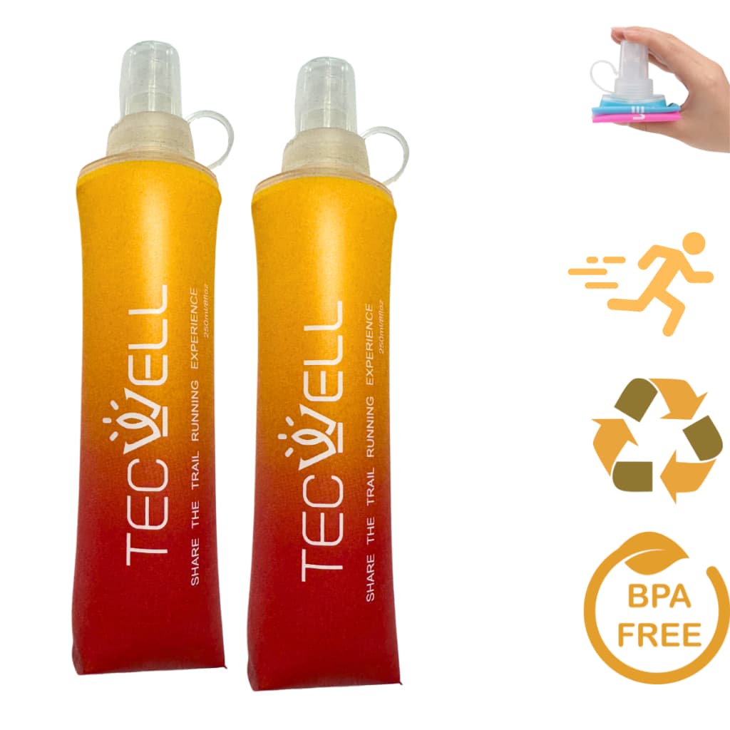 Kit 2 Garrafa De Água Dobrável Silicone Squeeze Hidratação Tecwell