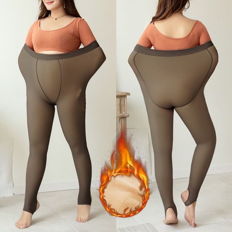 Meia Calça Térmica Forrada Peluciada Translúcida P G de Lã Legging Grossa Inverno Quente Feminina