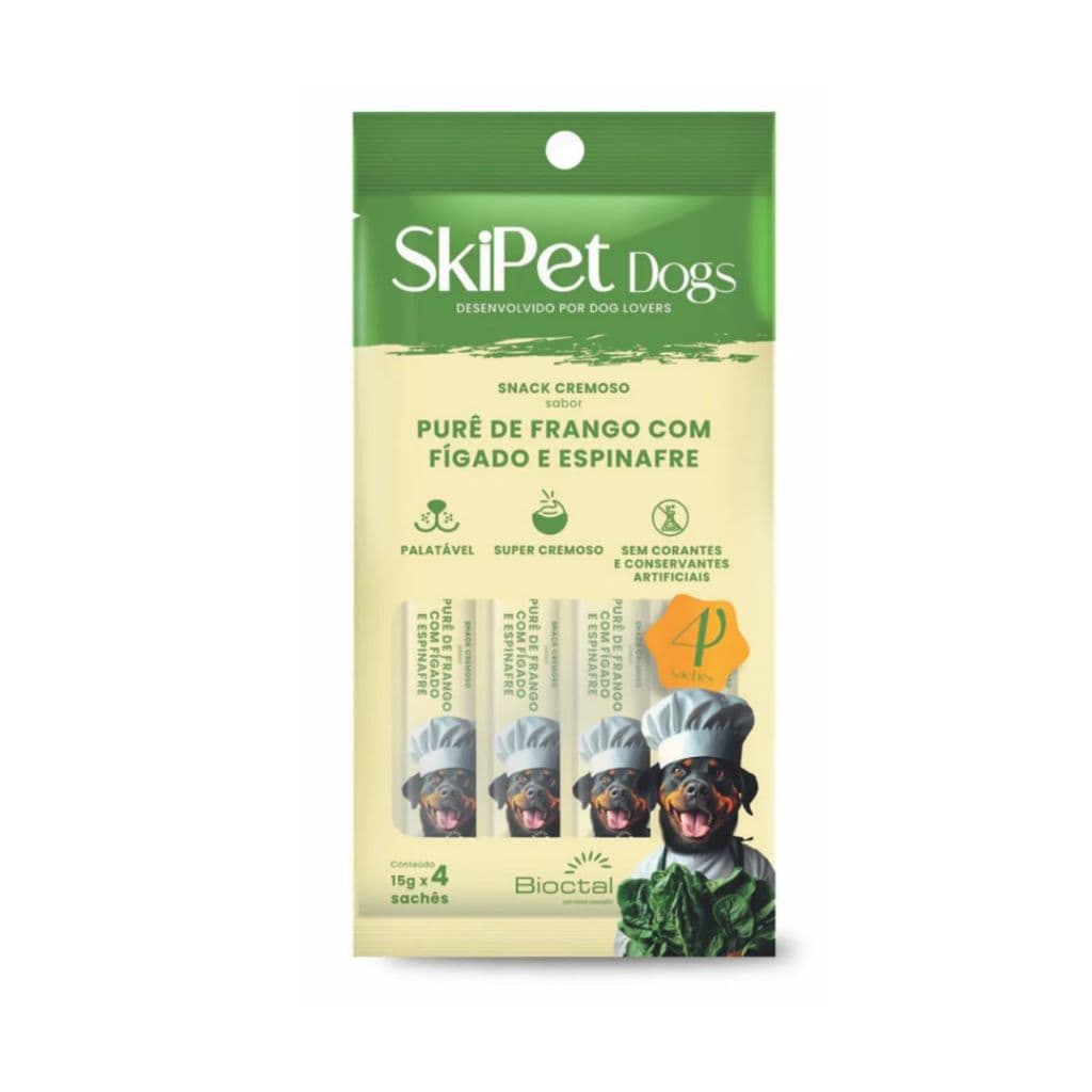 Skipet Petisco Cães Frango Com Figado Espinafre 4 Sache 15g