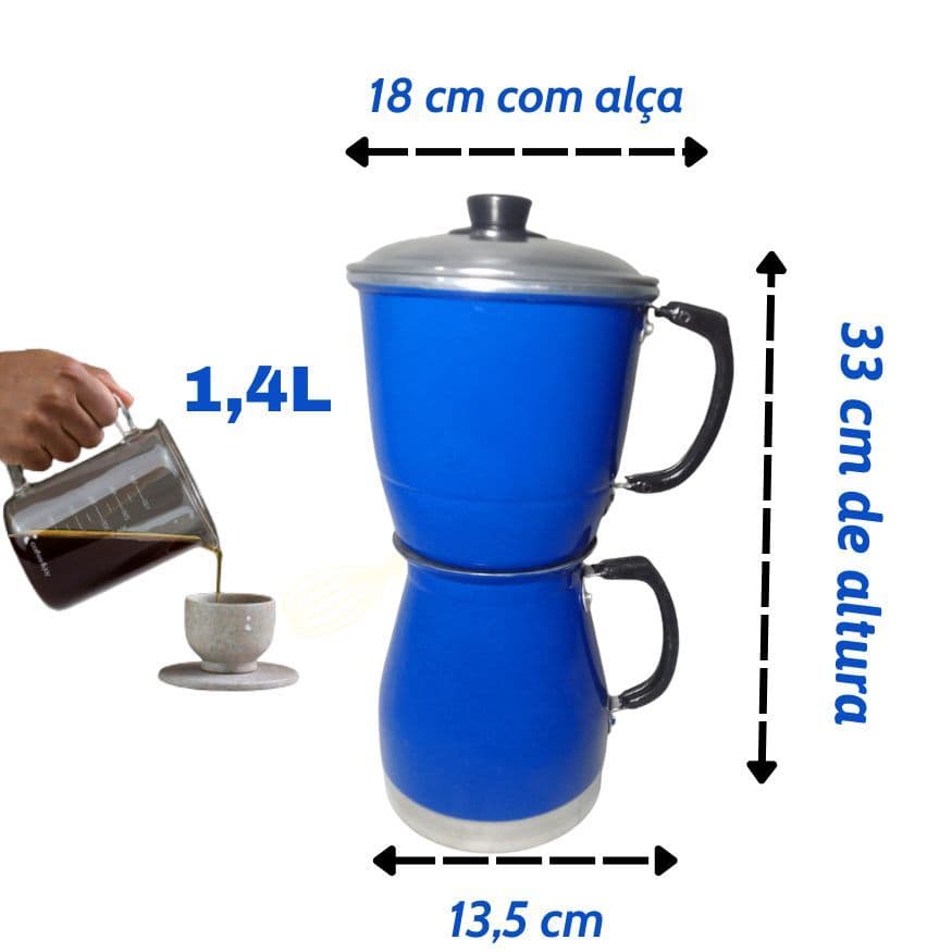 Cafeteira alumínio Económica Manual Azul