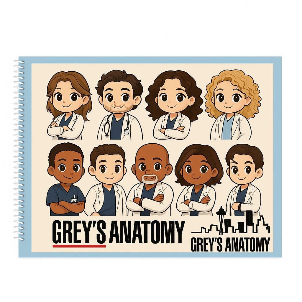Livro de Colorir Greys Anatomy / A Anatomia de Grey /Gray Anatome /Impressão Somente Frente/ Tamanho A5 Folhas 120 g