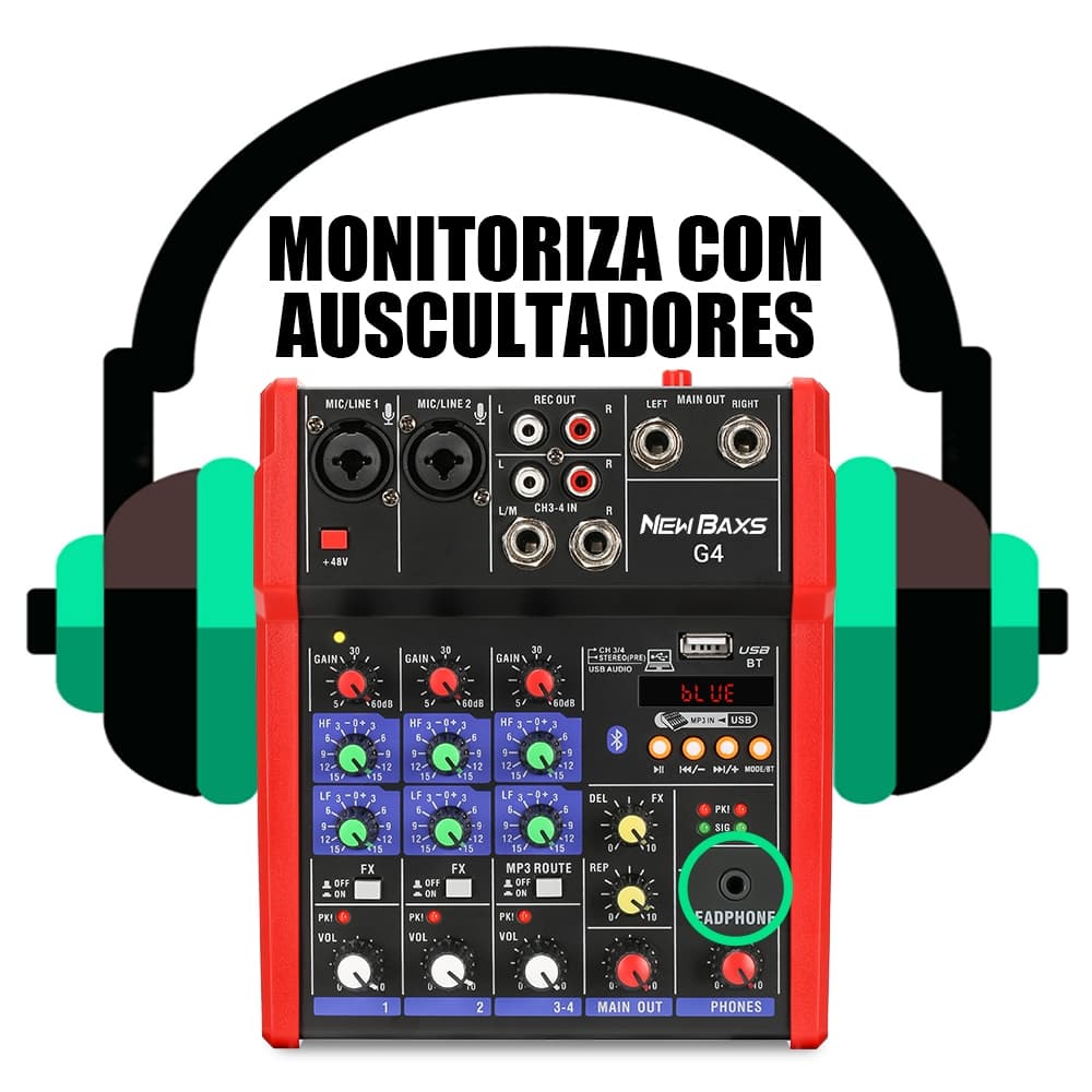 NEW BAXS G4/G4B MIXADOR DE ÁUDIO 4 canais para gravação Suporta EQ Bluetooth/MP3/USB Equipamento de áudio profissional