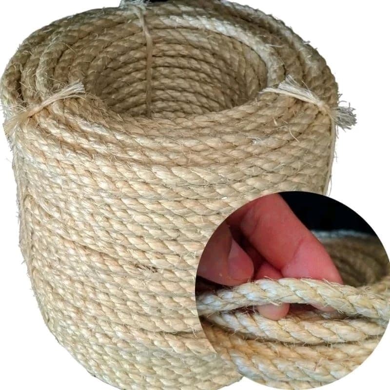 20M Corda Sisal 8mm Trançada - Arranhador de Gato - Decoração - Luminárias - Vasos Decorativos.