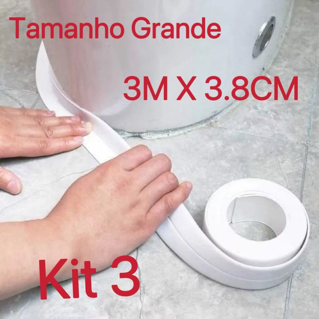 Kit 3 Fita Tamanho 3,8 CM X 3m Selante De Pvc À Prova D 'Água Para Cozinha / Banheiro / Banheira