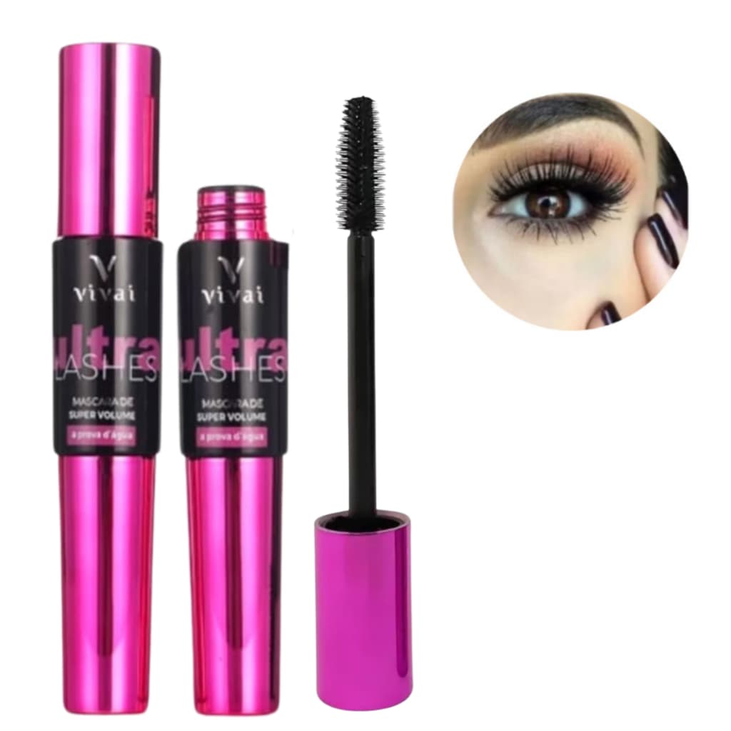 Rímel Máscara para Cílios a Prova D'Água Extra Volume Ultra Lashes Vivai