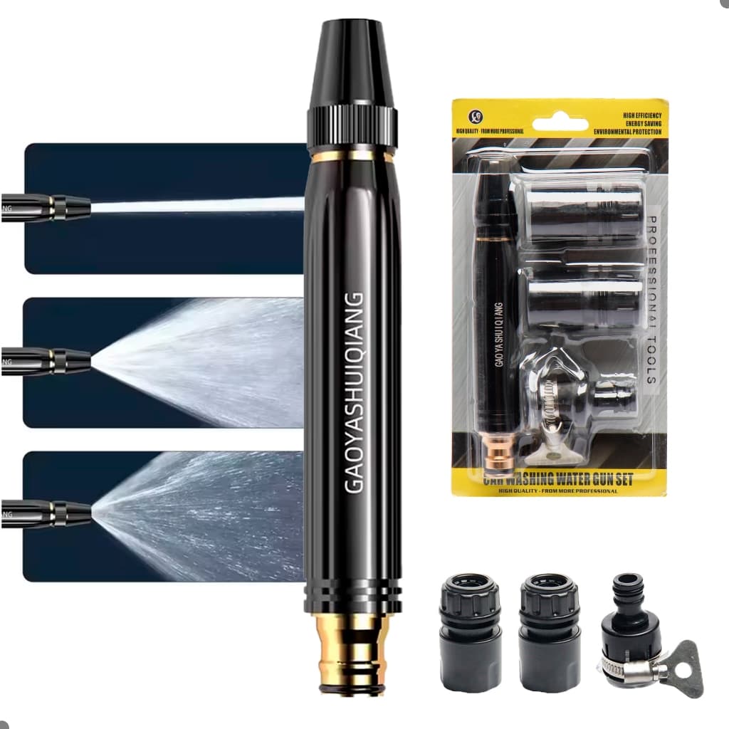 Kit 3 Em 1 Bico Para Mangueira de Alta Pressão Regulável Engate Rápido
