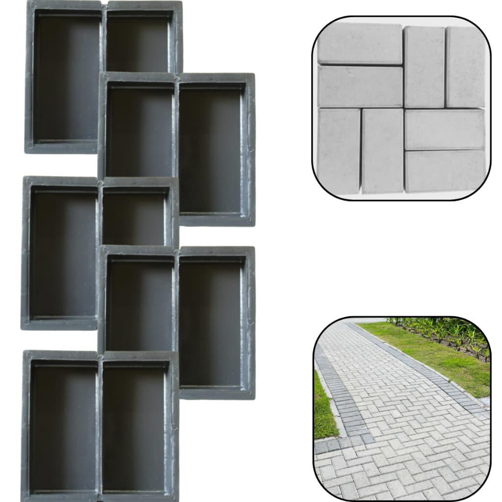 Kit 5 Forma Molde Plastico Duplo Liso p Bloquete Paver 20x10x4 Bloco T4 Pequeno