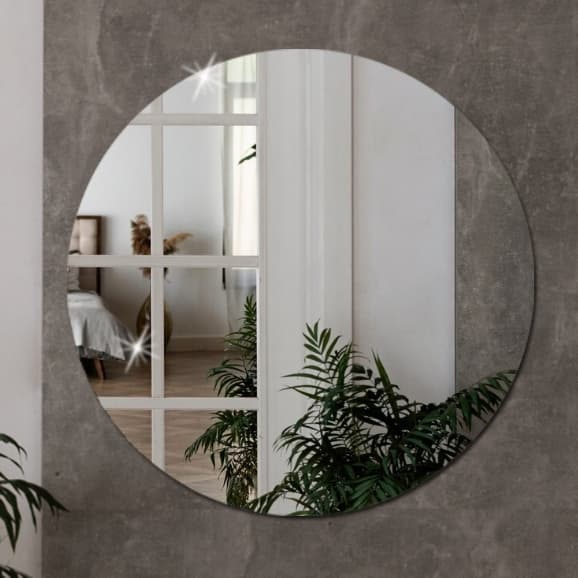 Espelho Redondo Para Banheiro Quarto Decorativo Parede 60cm Auto colante