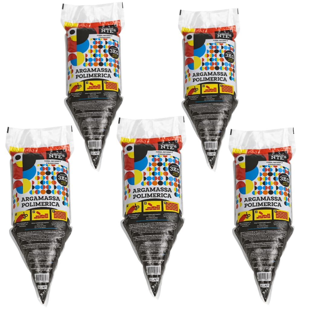 KIT 5 Argamassa Polimérica (Cola Bloco) 3Kg - Cola Tijolo, Bloco