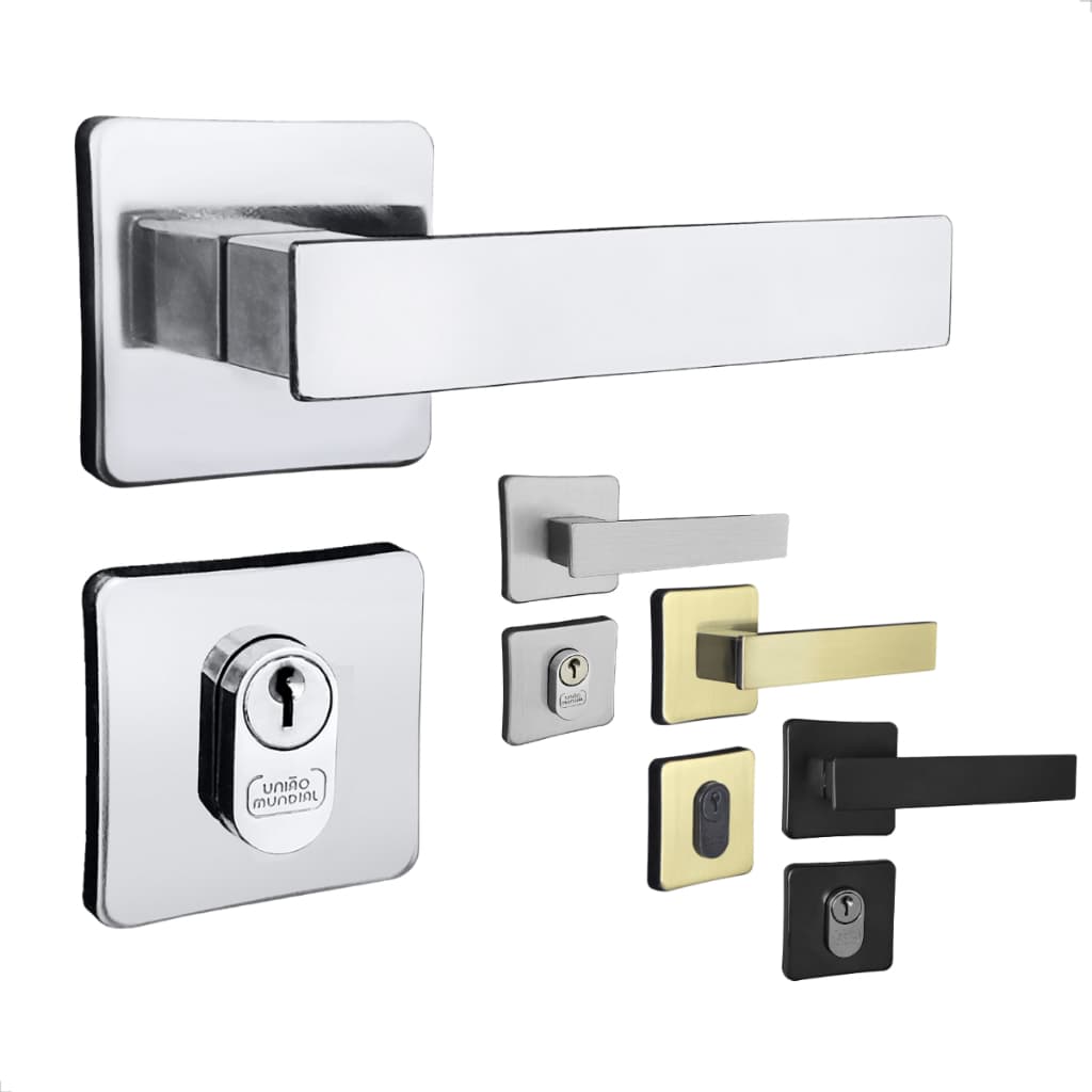 Fechadura Externa Topázio Máq. 40mm Roseta Quadrada União Mundial