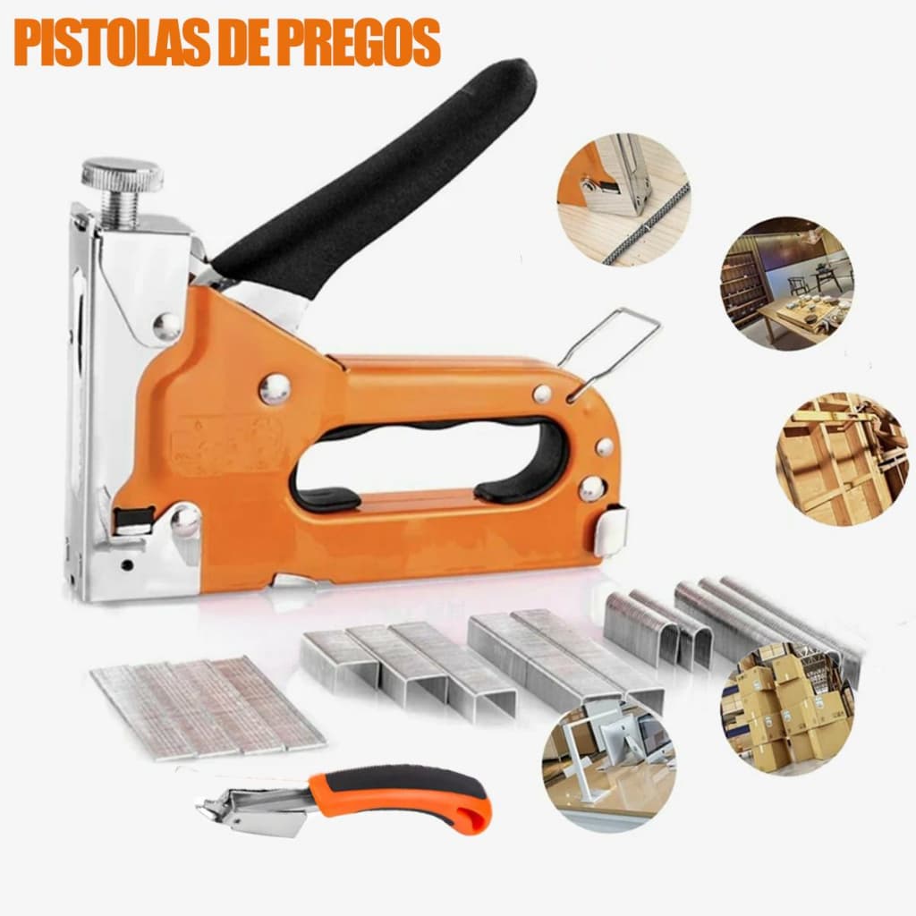 Grampeador Tapeceiro com 900 Grampos Ferramentas Profissional e