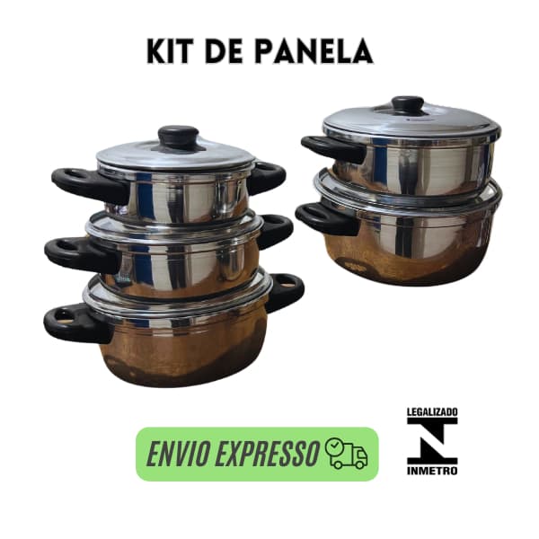 jogo de panela aluminio 5 peças - kit de caçarola aluminio polido 5 peças