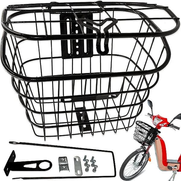 Cesta Reforçada Para Bicicleta Elétrica Souza C/Tampa Preto.